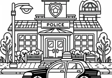 Polizei-Station Ausmalbild Kostenlos