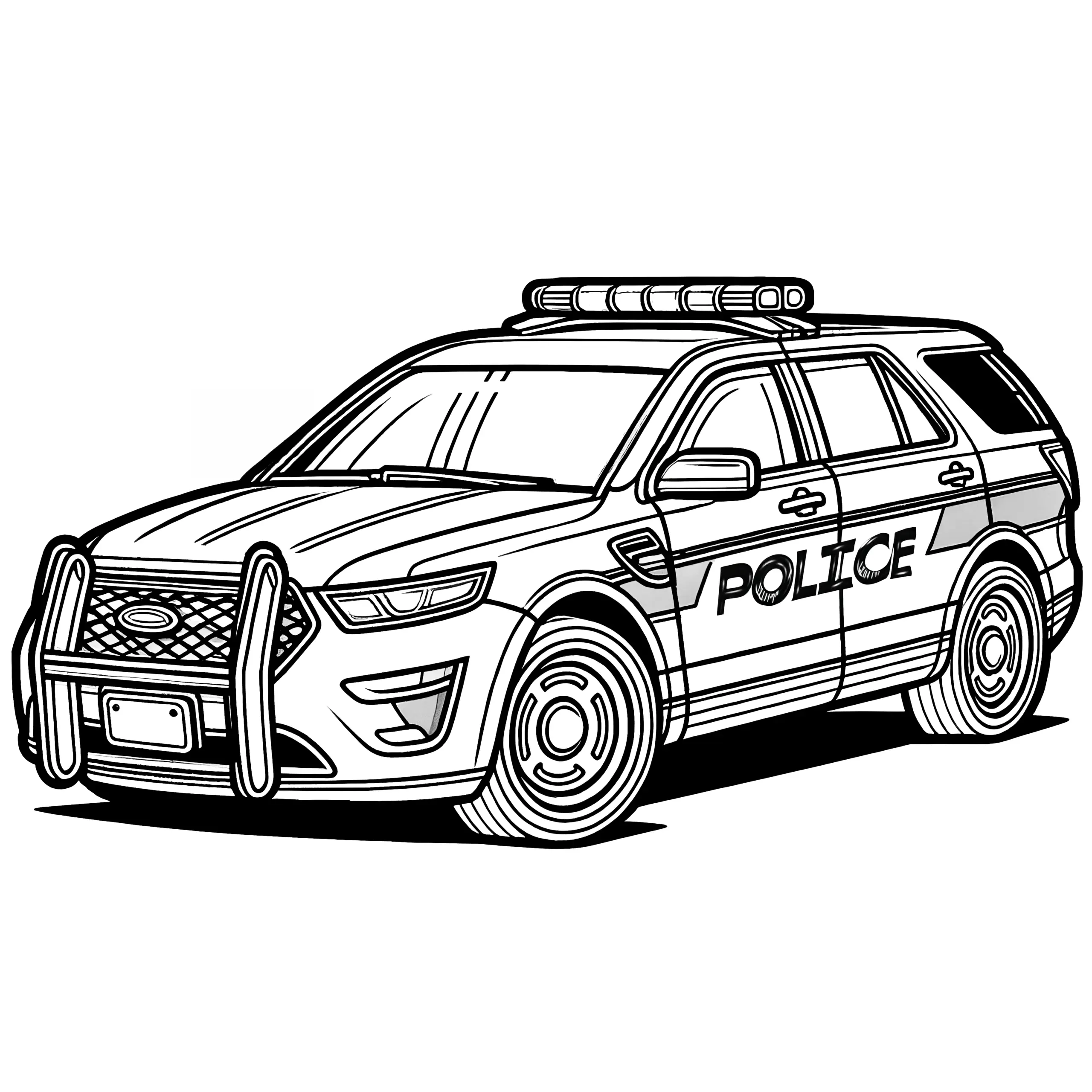 Polizeiwagen zum Ausmalen: Kostenloser Download (Ausmalbild)