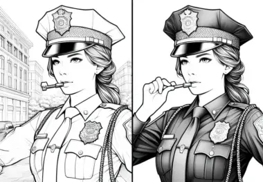 Polizistin Malvorlage – Detailreich und Gratis