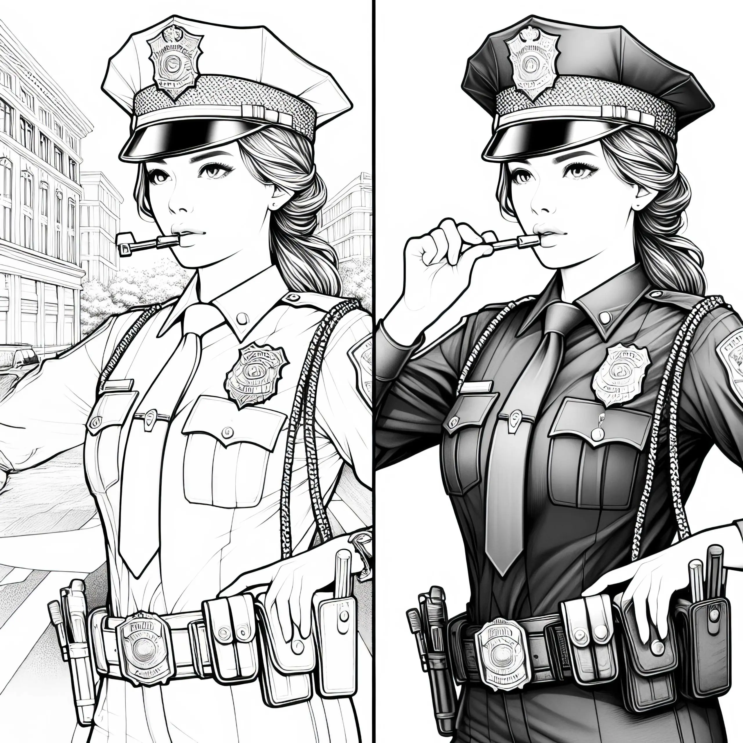 Polizistin Malvorlage – Detailreich und Gratis (Ausmalbild)