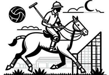Polospieler reitet mit erhobenem Schläger – Ausmalbild kostenlos