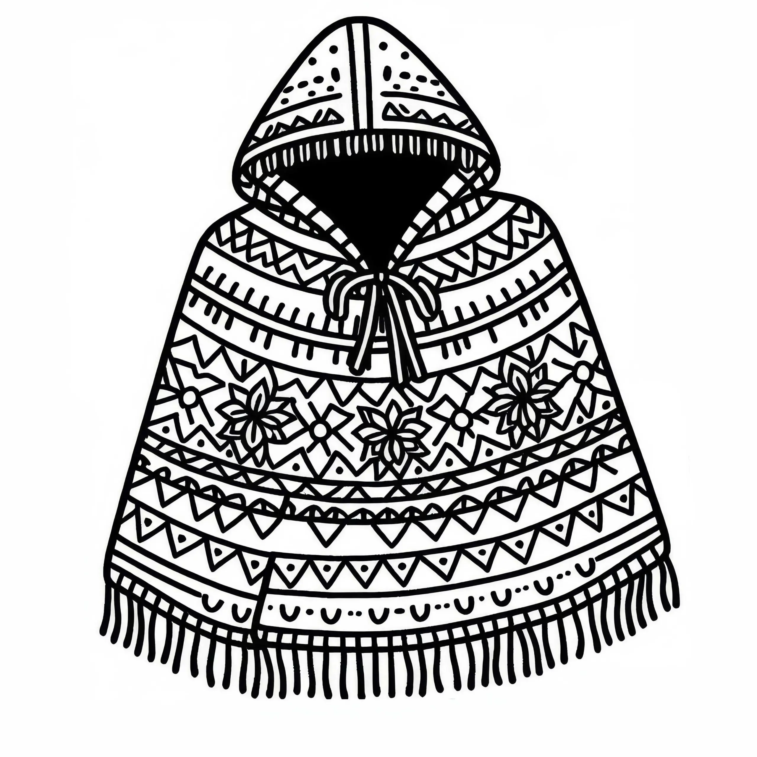 Poncho Malvorlage für Kleidung Kostenlos (Ausmalbild)