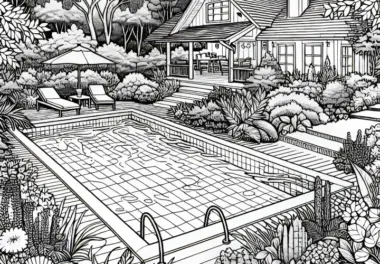 Pool im Garten Malvorlage Kostenlos