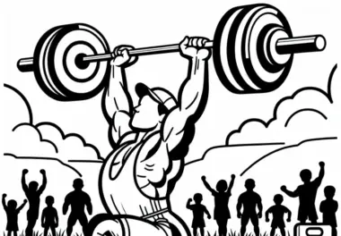 Powerlifter beim Kraftdreikampf Wettkampf – Ausmalbild kostenlos herunterladen
