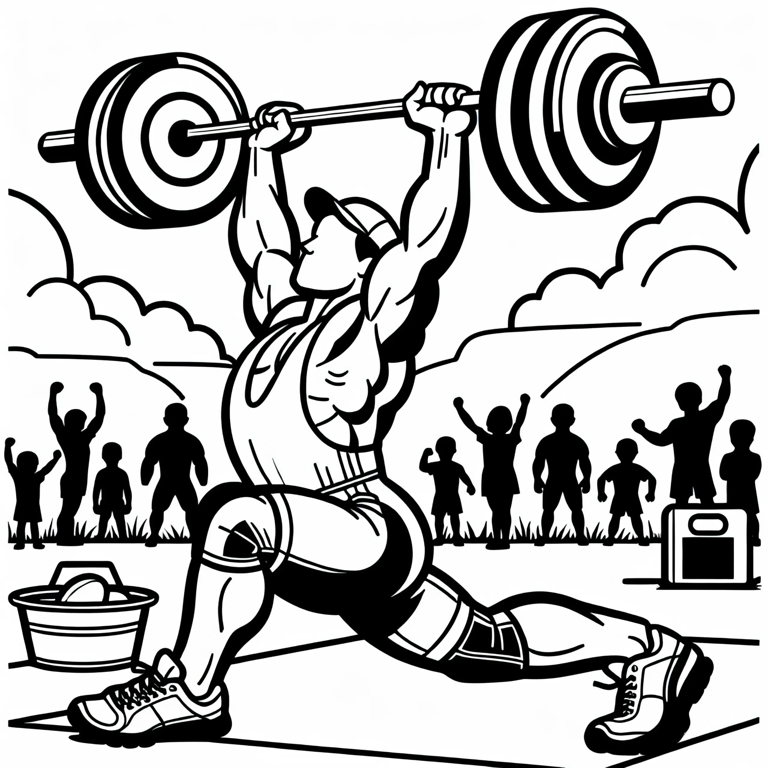 Powerlifter beim Kraftdreikampf Wettkampf – Ausmalbild kostenlos herunterladen