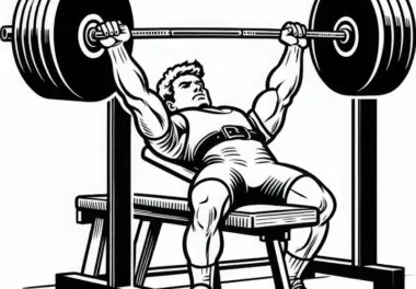 Powerlifter stemmt Langhantel in der Bankdrückposition – Ausmalbild kostenlos
