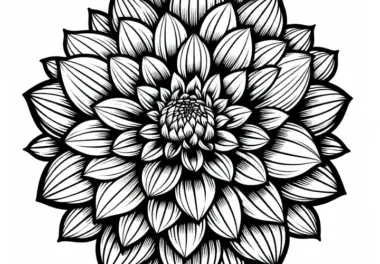 Prachtige Dahlie Malvorlage für Sommerblumen – Kostenlos