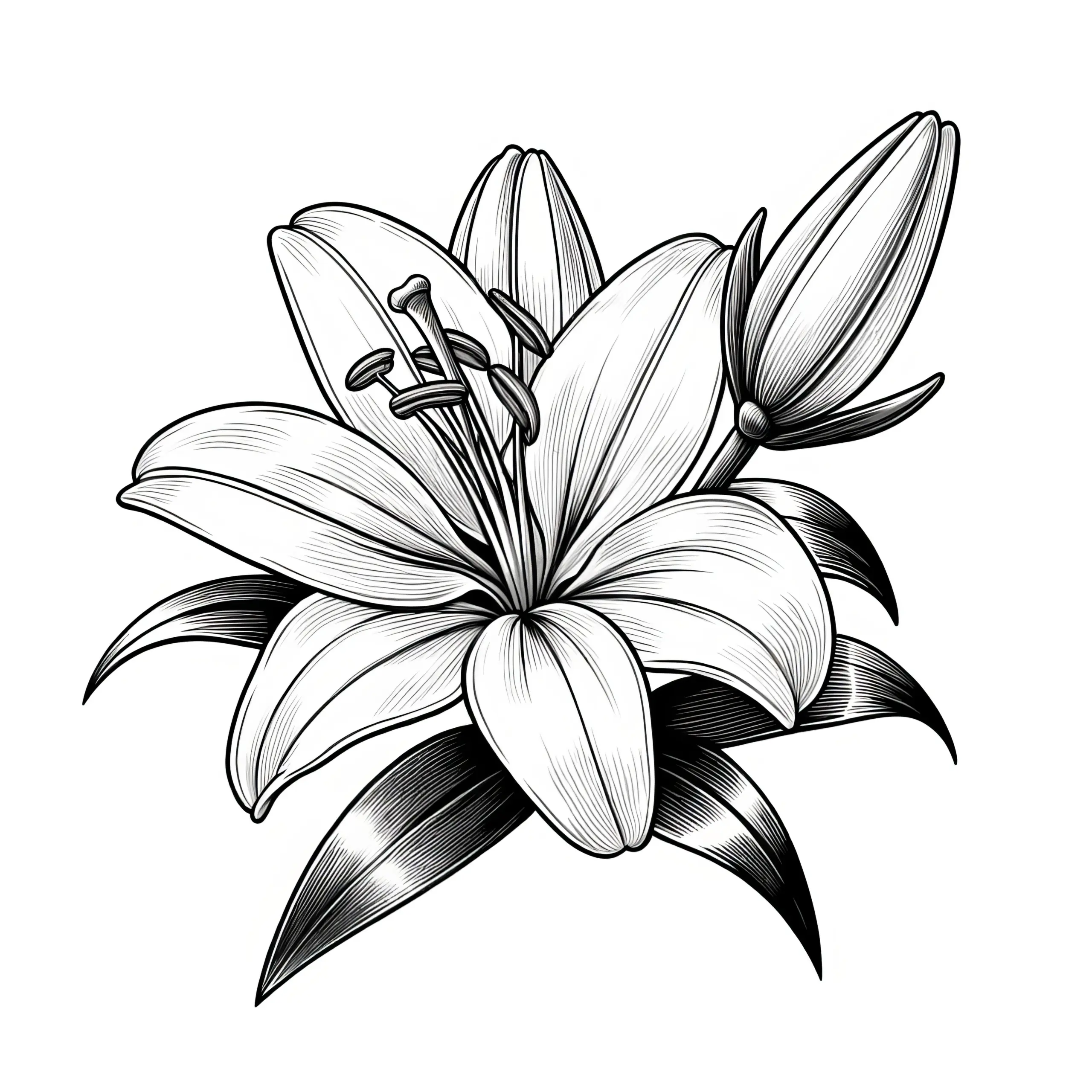 Prächtige Lilienblüte: Kostenloses Ausmalbild zum Download