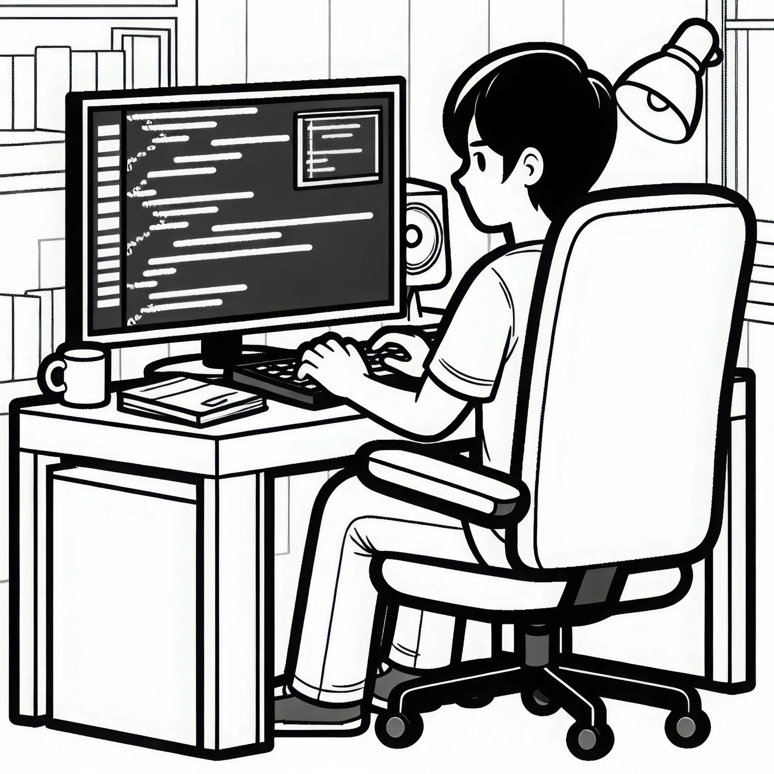 Programmierer Malvorlage Kostenlos (Ausmalbild)