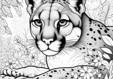 Detailliertes Ausmalbild eines Pumas kostenlos herunterladen