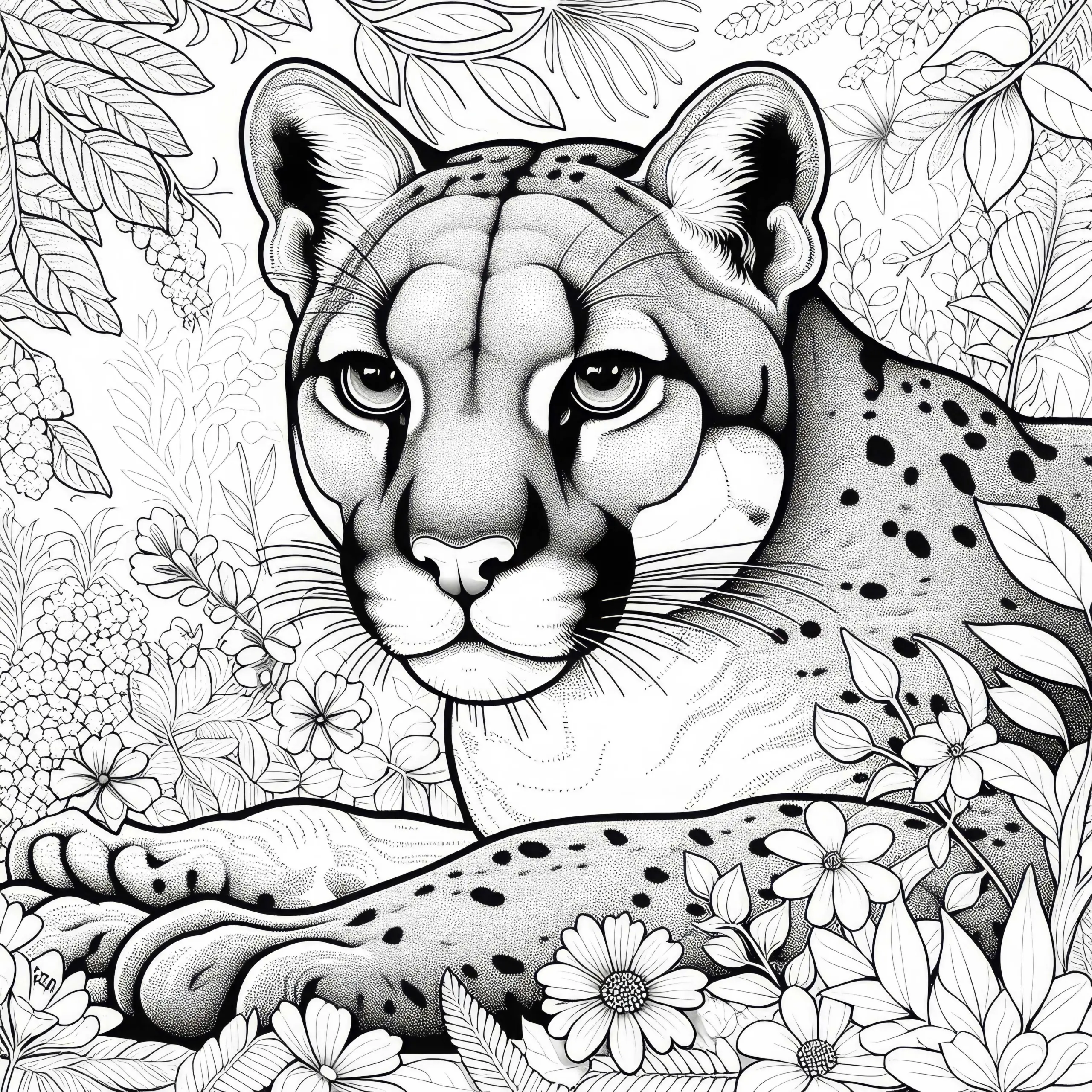 Detailliertes Ausmalbild eines Pumas kostenlos herunterladen
