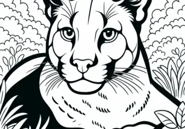 Kostenloses Ausmalbild von einer Raubkatze: Puma
