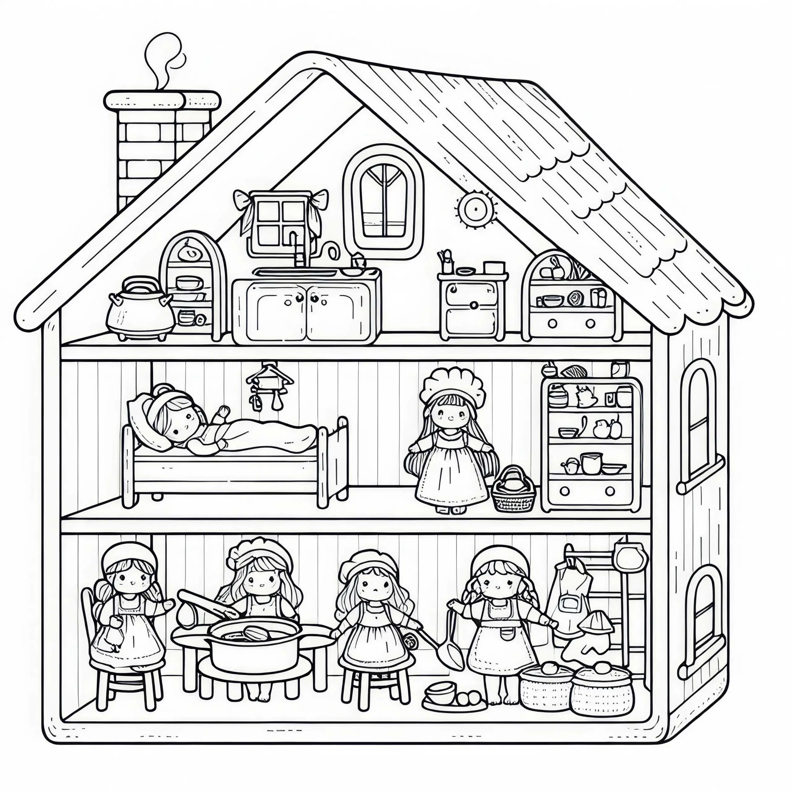 Puppenhaus Ausmalbild Kostenlos