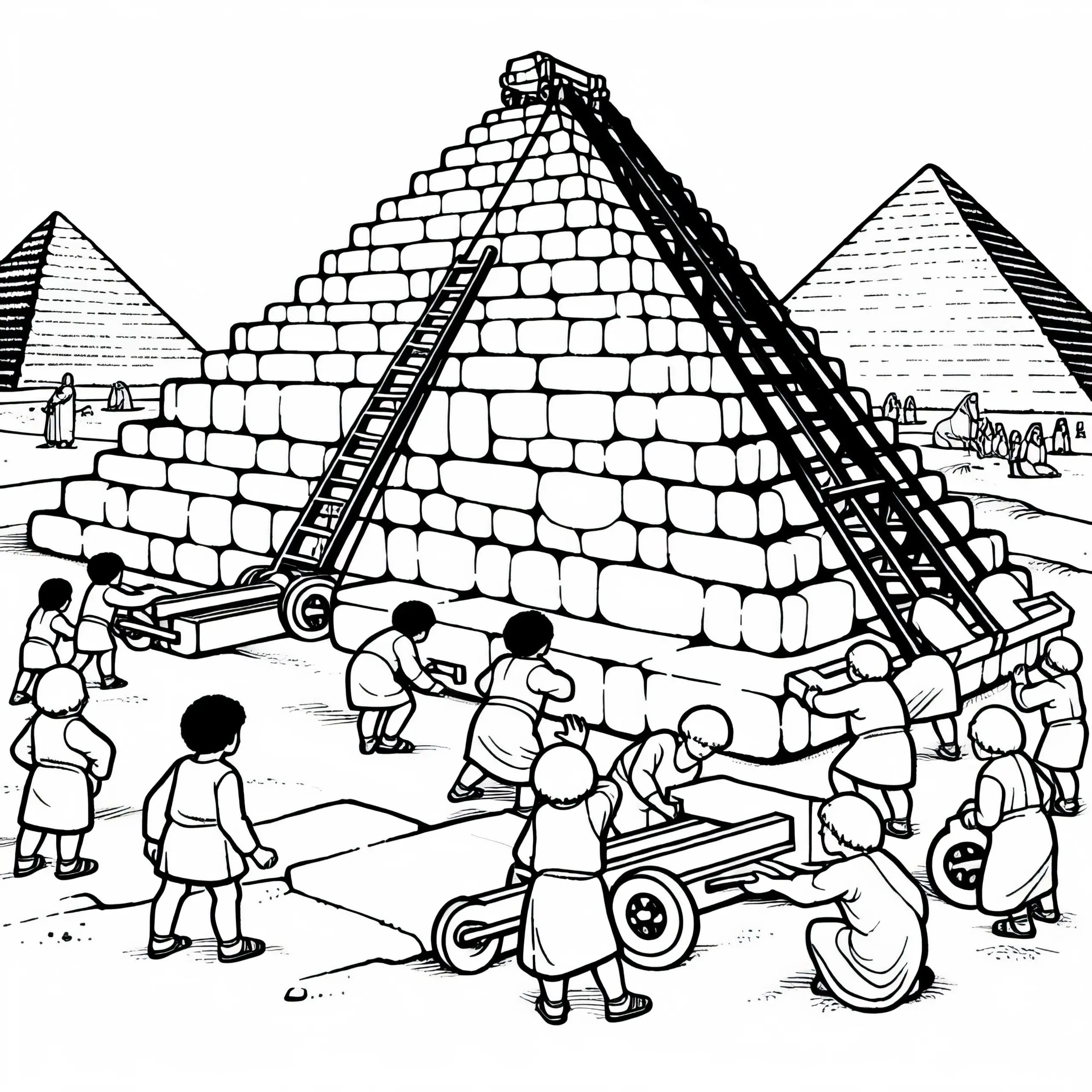 Pyramiden von Gizeh in Ägypten: Malvorlage für ein Weltwunder zum Download (Ausmalbild)