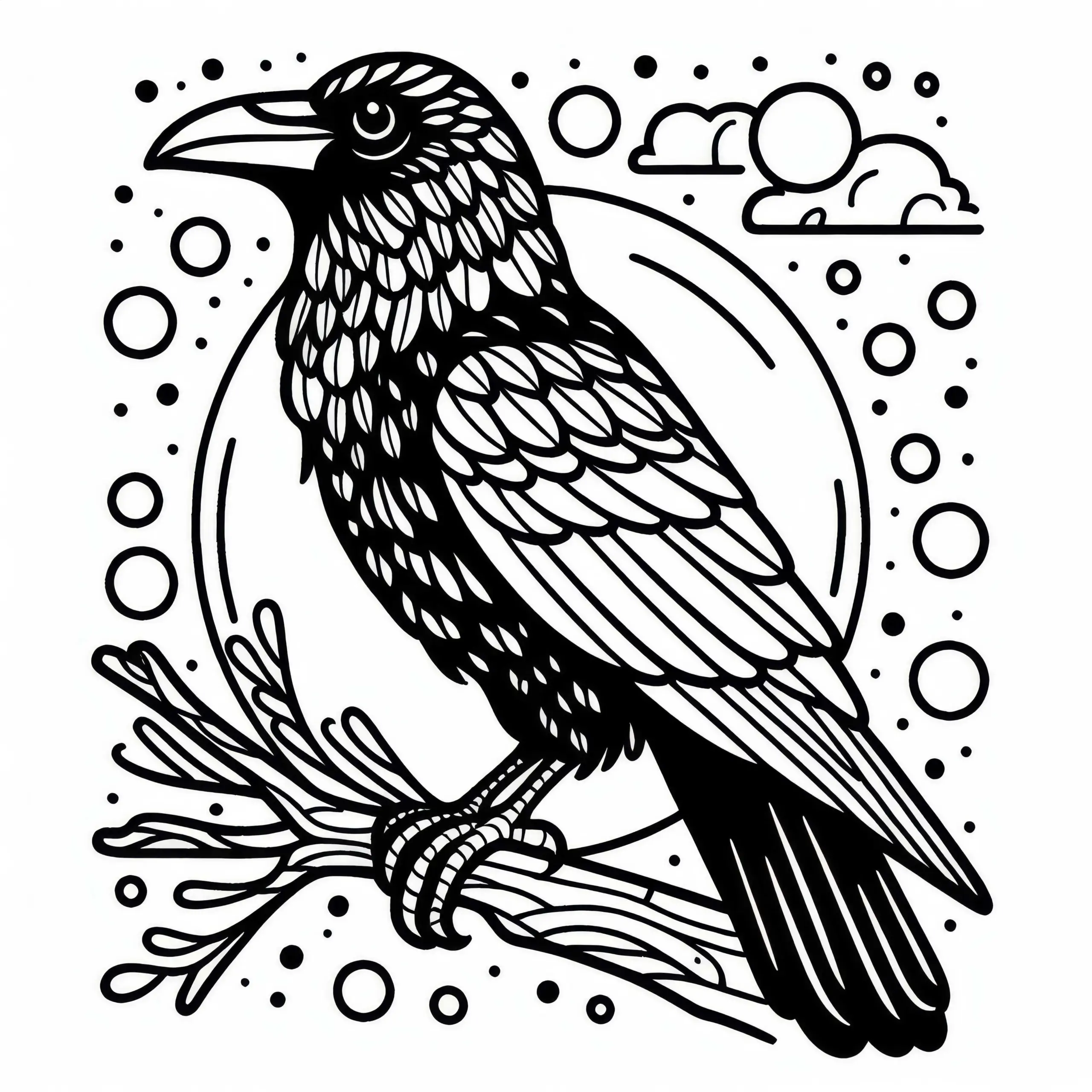 Rabe Malvorlage Vogel Kostenlos (Ausmalbild)