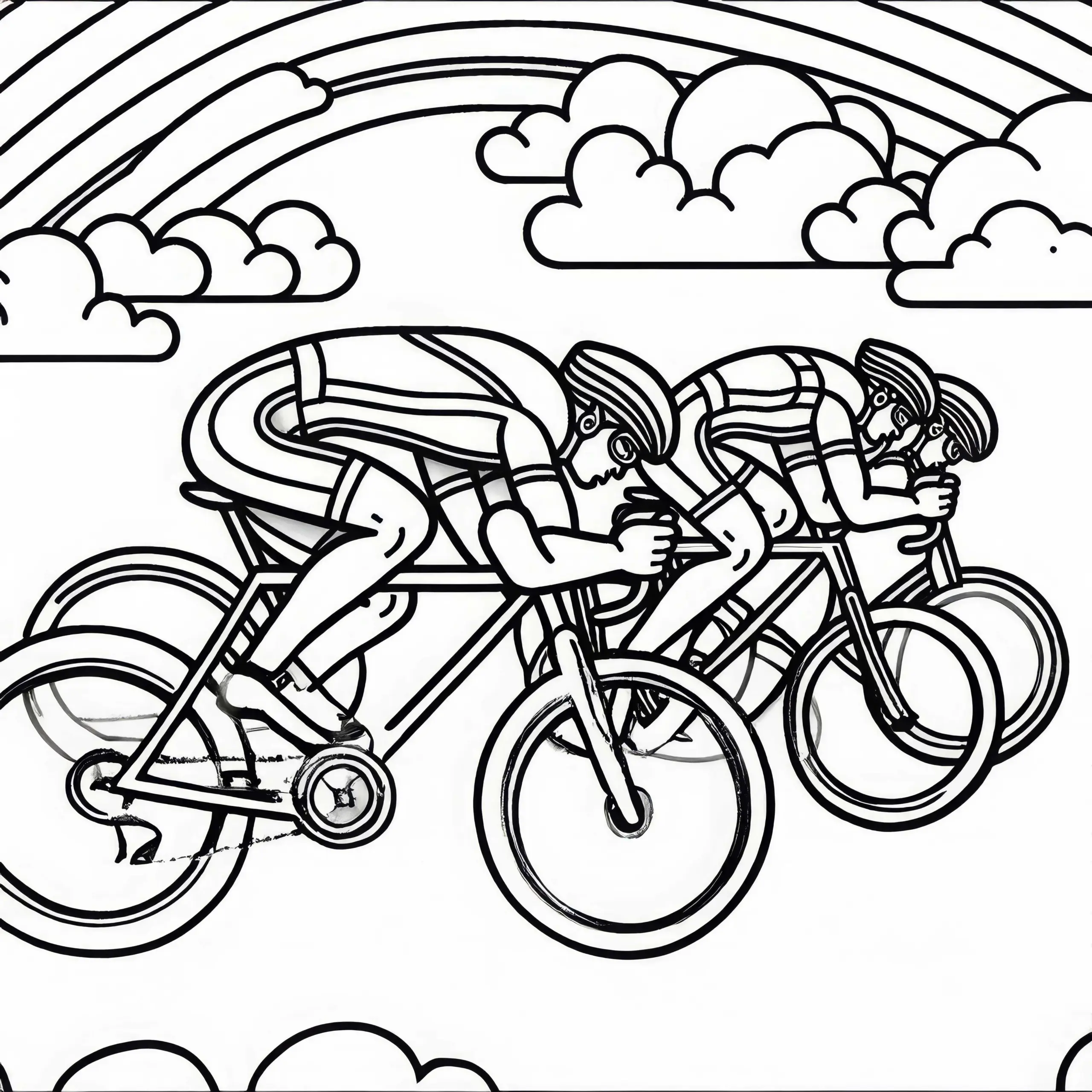 Radrennfahrer am Start – Ausmalbild kostenlos herunterladen