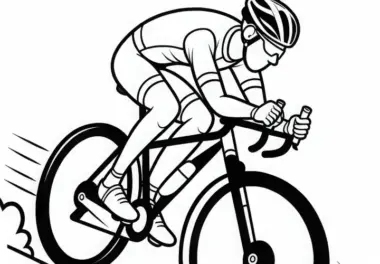 Radrennfahrer rast hinunter – Abfahrt Ausmalbild kostenlos