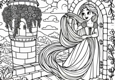 Rapunzel im Turm Ausmalbild Einfach Gratis