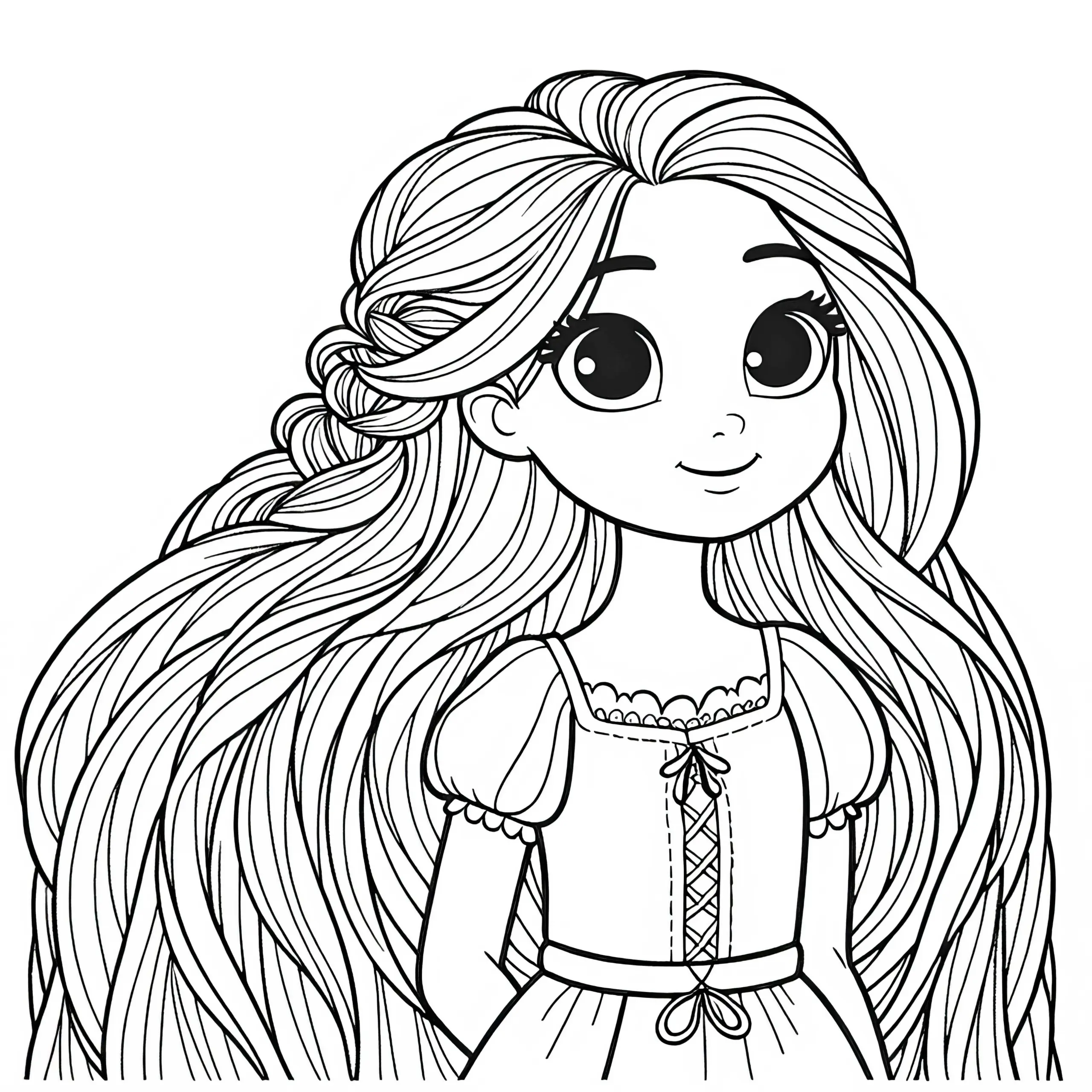 Rapunzel Malvorlage einfach & kostenlos (Ausmalbild)
