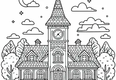 Rathaus Ausmalbild Gratis zum Download
