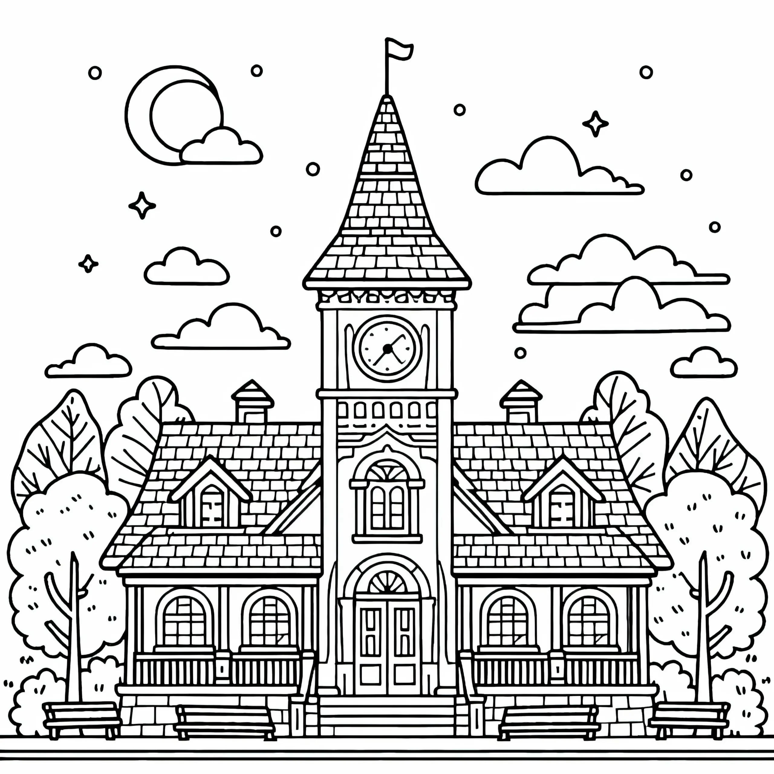 Rathaus Ausmalbild Gratis zum Download