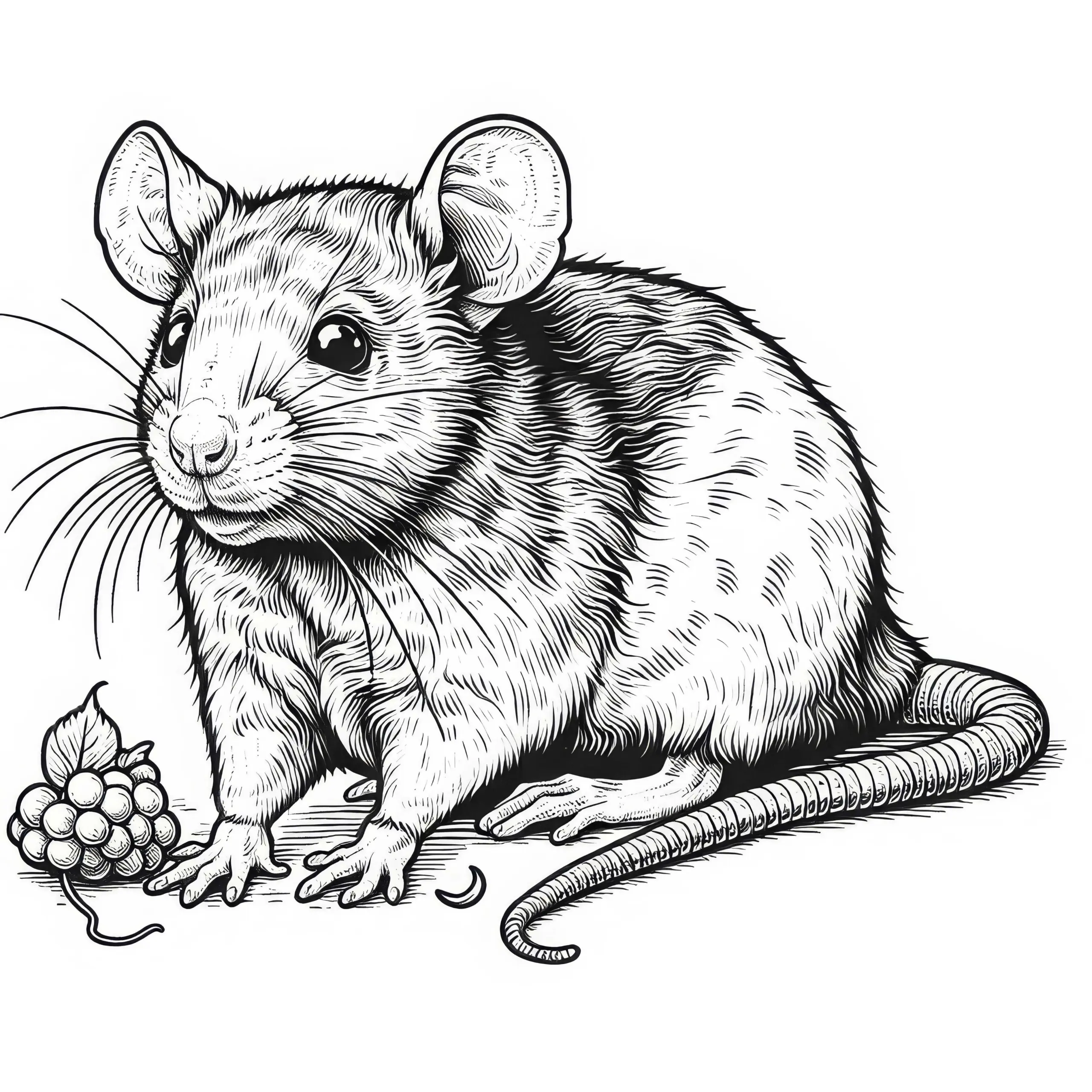 Detailliertes Ausmalbild einer Ratte kostenlos herunterladen