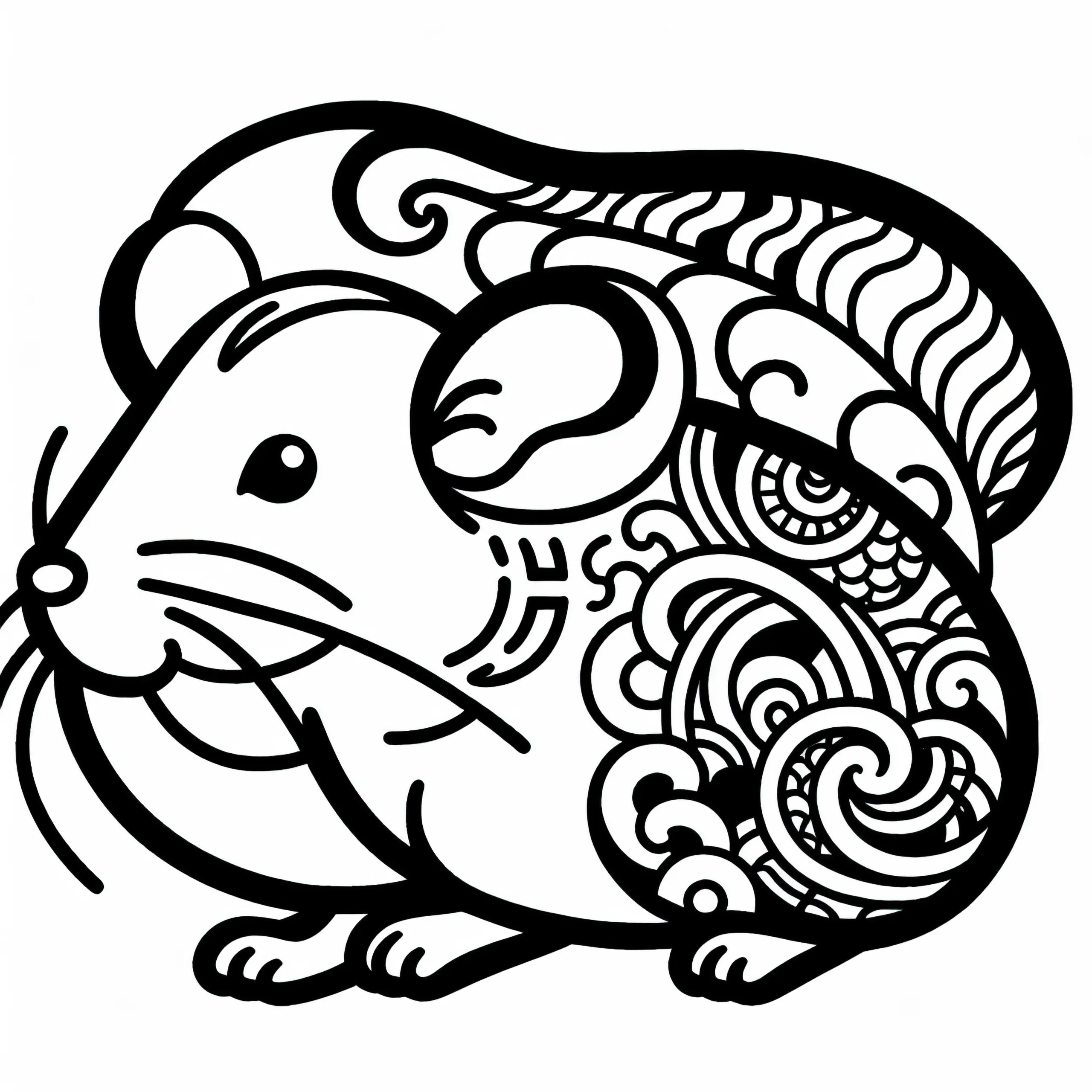 Ratte Ausmalbild Tierkreiszeichen Chinesisch Japanisch Gratis