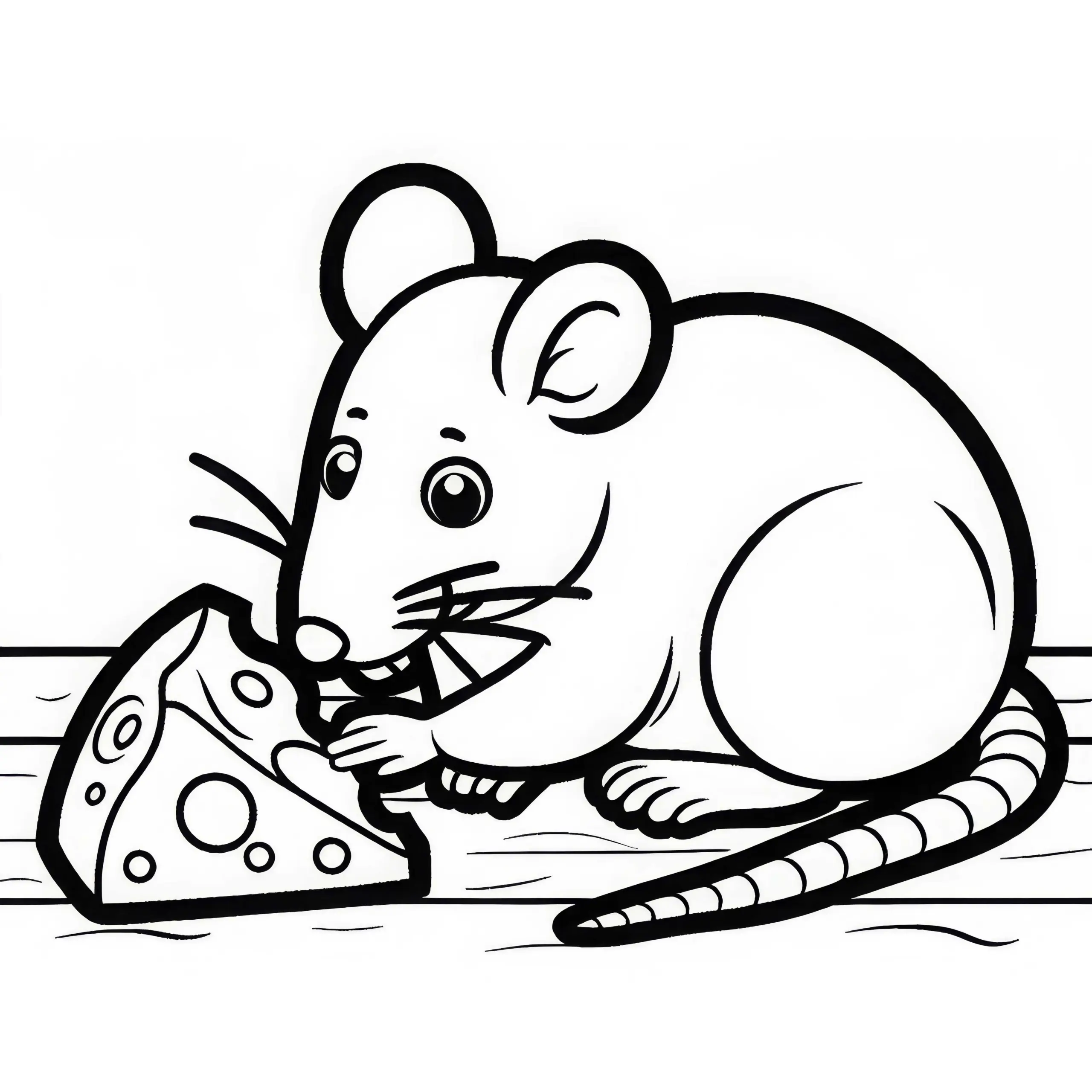 Ratte knabbert an Käse – Ausmalbild einfach gratis