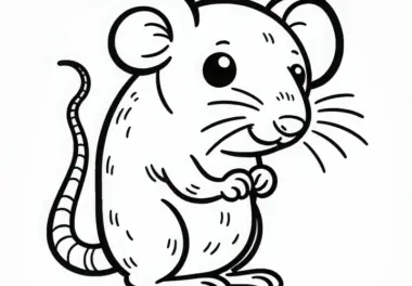 Ratte steht auf Hinterpfoten – Ausmalbild einfach gratis