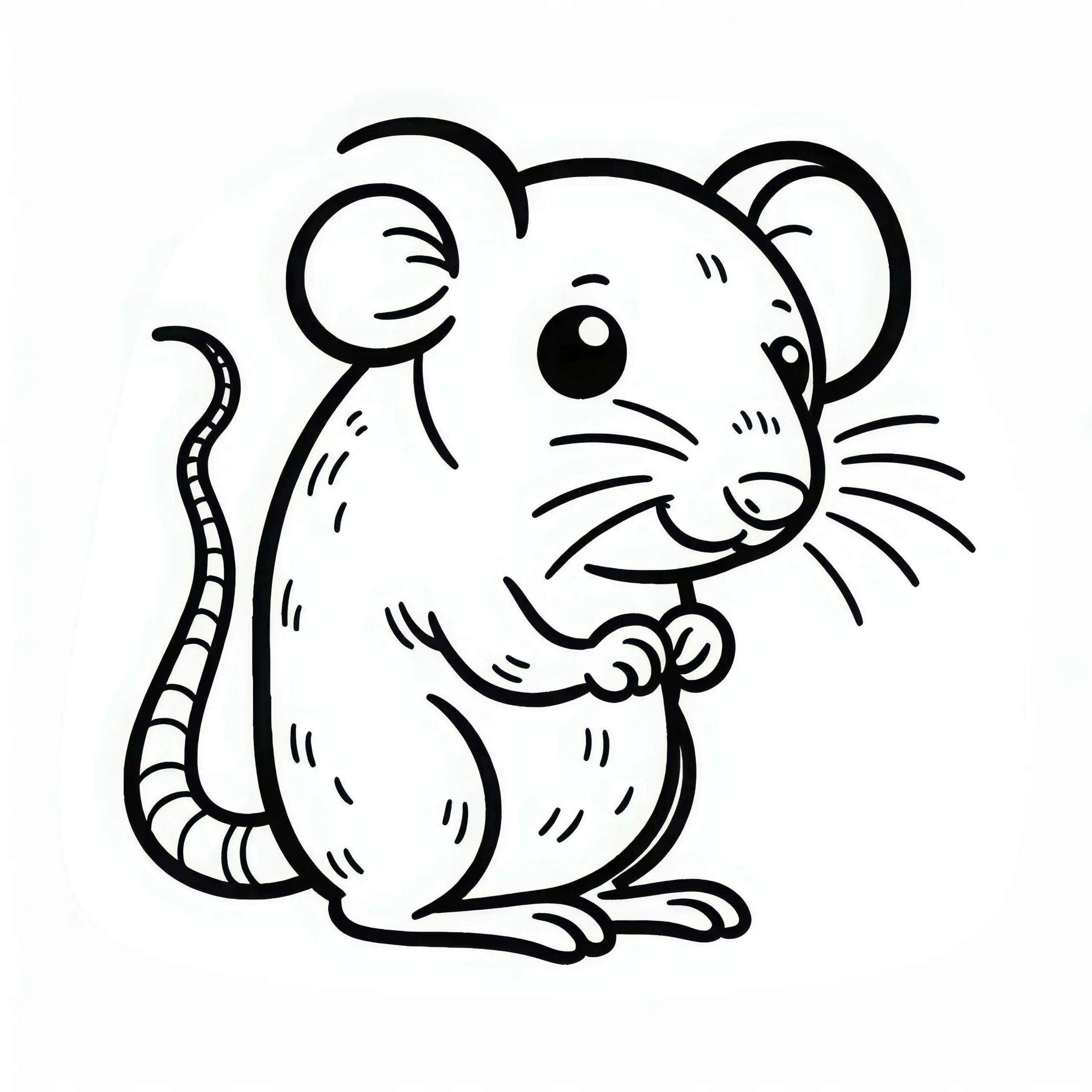 Ratte steht auf Hinterpfoten – Ausmalbild einfach gratis