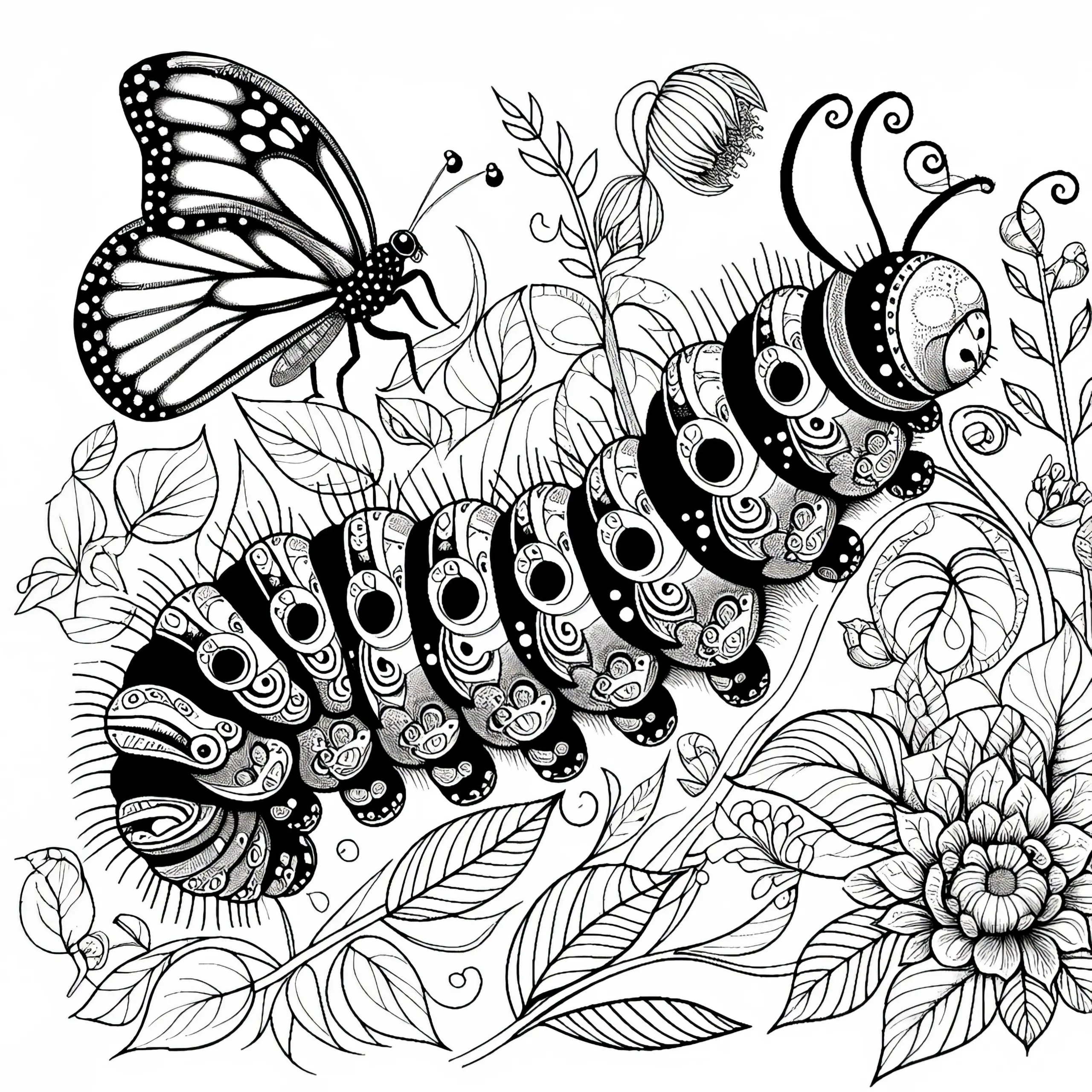 Raupe Ausmalbild: Detailreiche zum Download (Gratis)