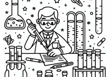 Reagenzgläser für Wissenschaftler – Ausmalbild kostenlos