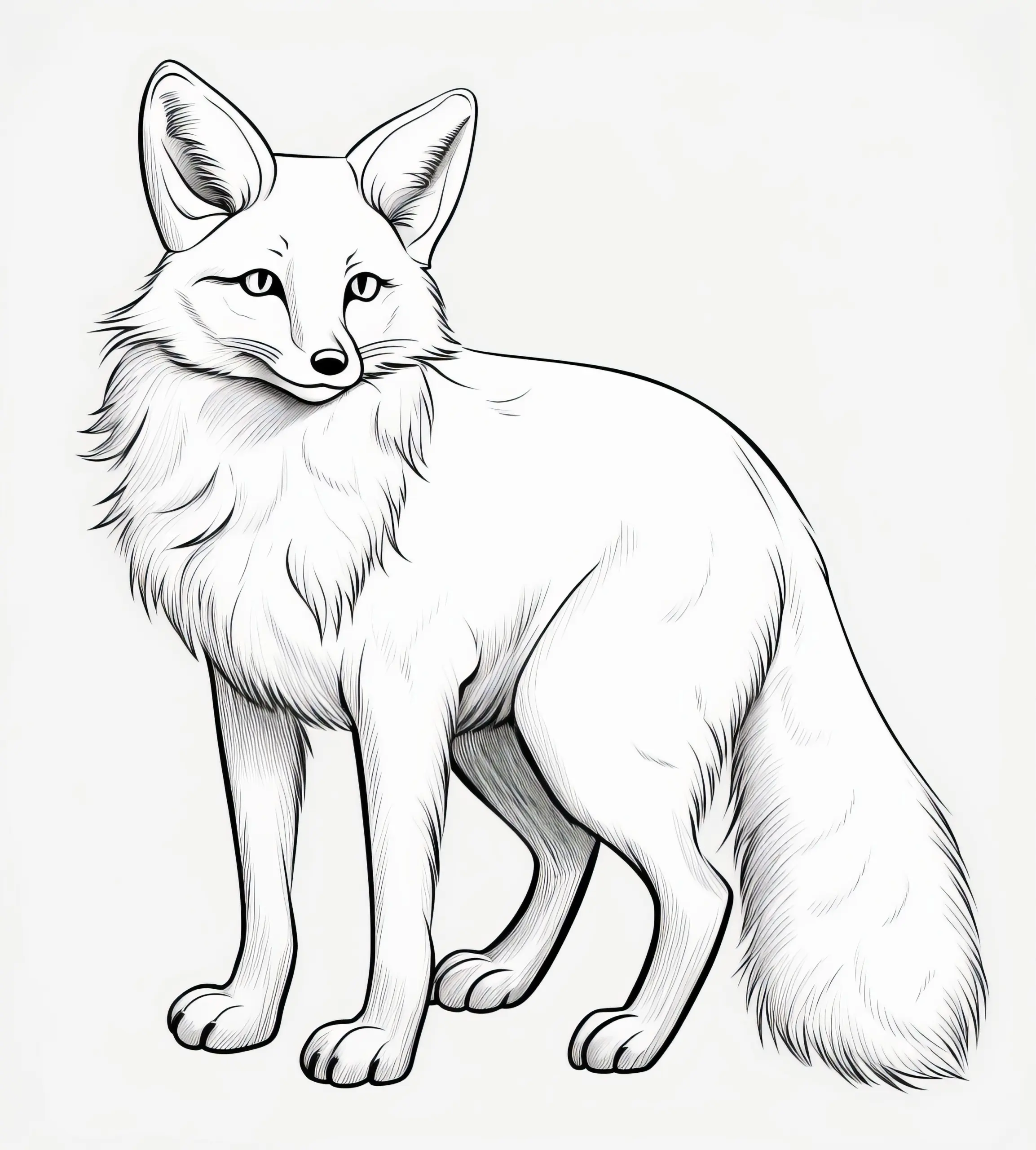 Realistischer Fuchs: Ausmalbild für Erwachsene (Kostenlos)