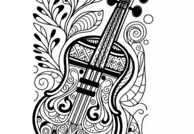 Rebec Ausmalbild Streichinstrument Gratis