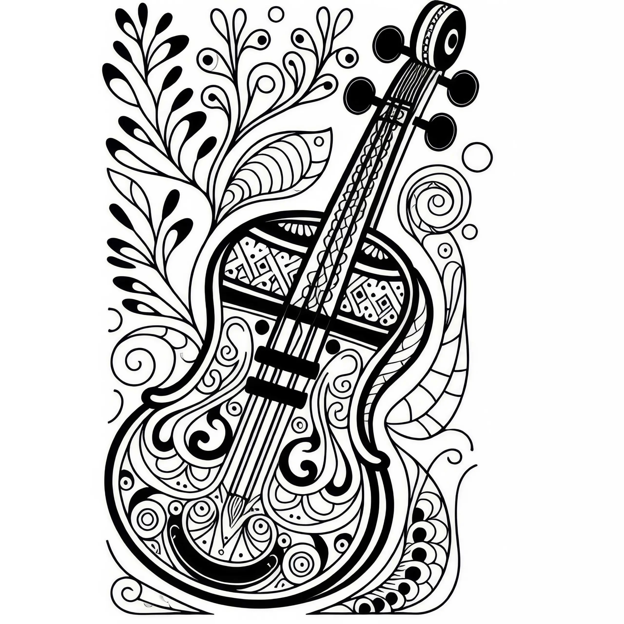 Rebec Ausmalbild Streichinstrument Gratis
