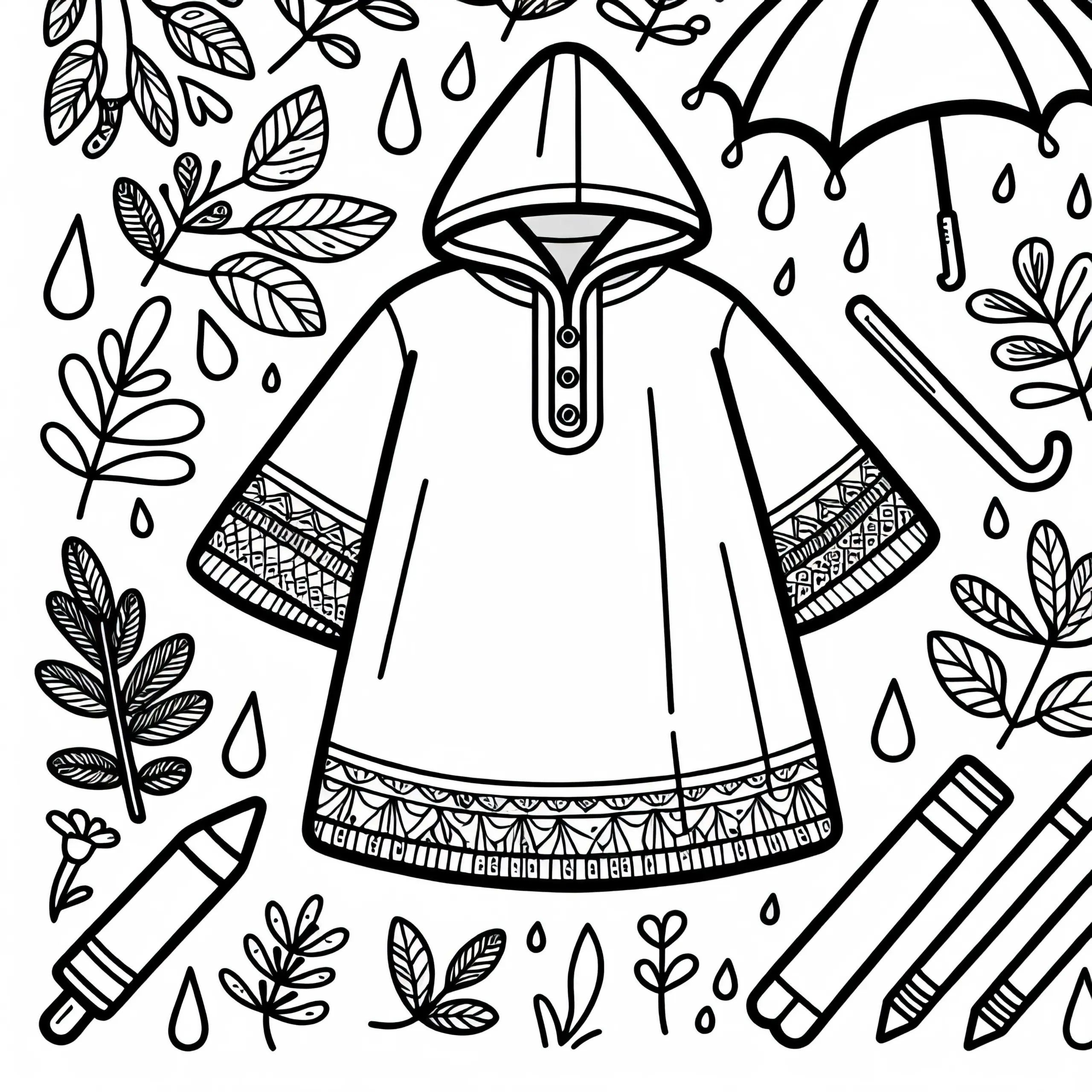 Regenponcho Malvorlage für Kleidung Kostenlos (Ausmalbild)