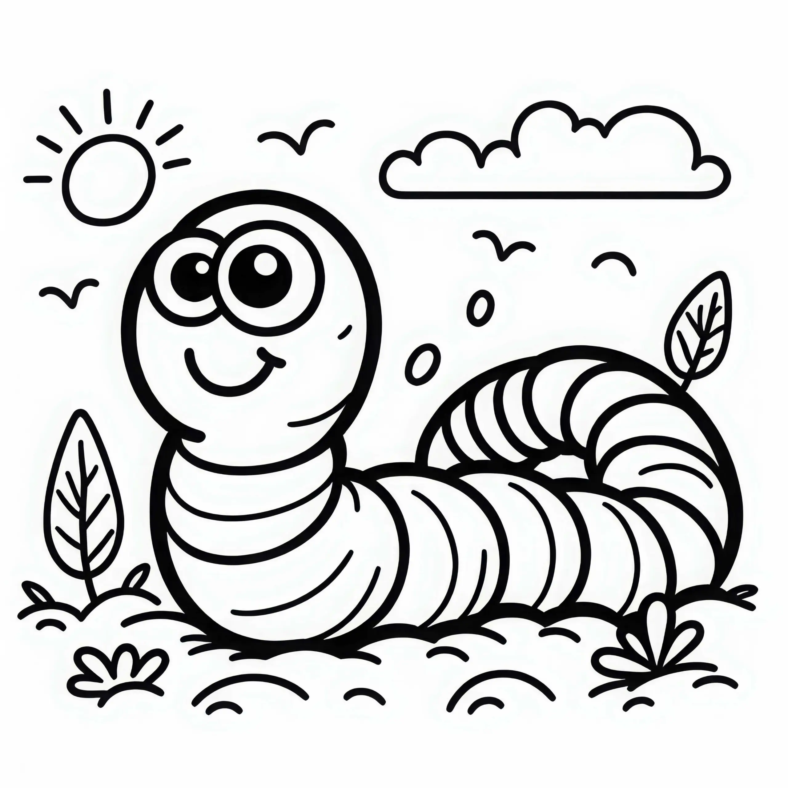 Regenwurm Ausmalbild zum Herunterladen (Kostenlos)