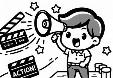 Regisseur ruft Action mit Megafon – Malvorlage kostenlos