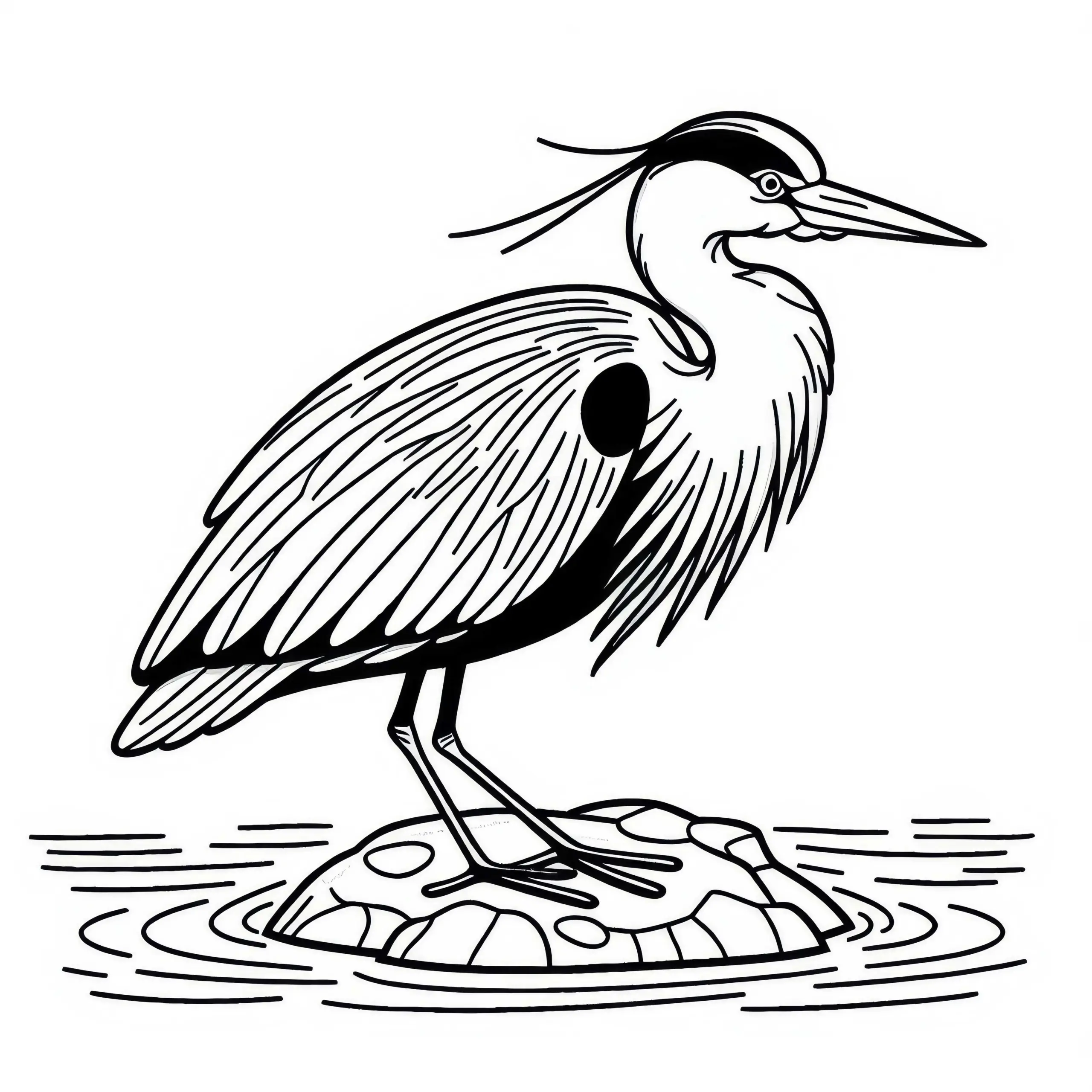 Graureiher Vogel in Europa – Kostenlose Malvorlage (Ausmalbild)
