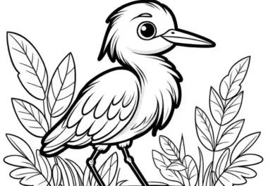 Reiher – Weißkopf-Heron Vogel in Australien – Ausmalbild Kostenlos