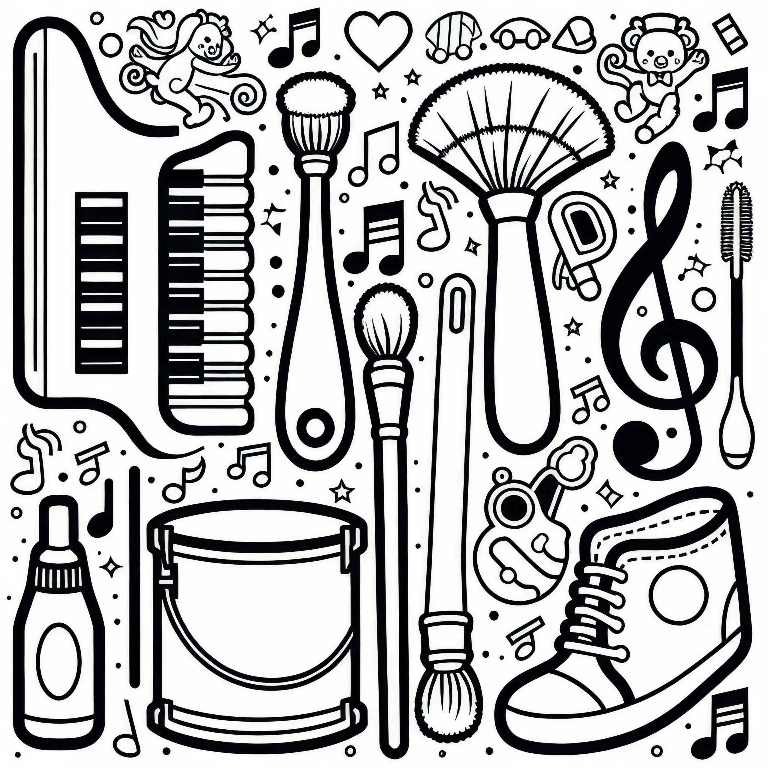 Reinigungsbürsten Ausmalbild für Zubehör von Musikinstrumenten – Kostenlos herunterladen