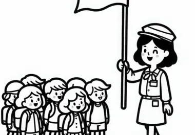 Ausmalbild einer Reiseleiterin – Kostenlos herunterladen und online ausmalen