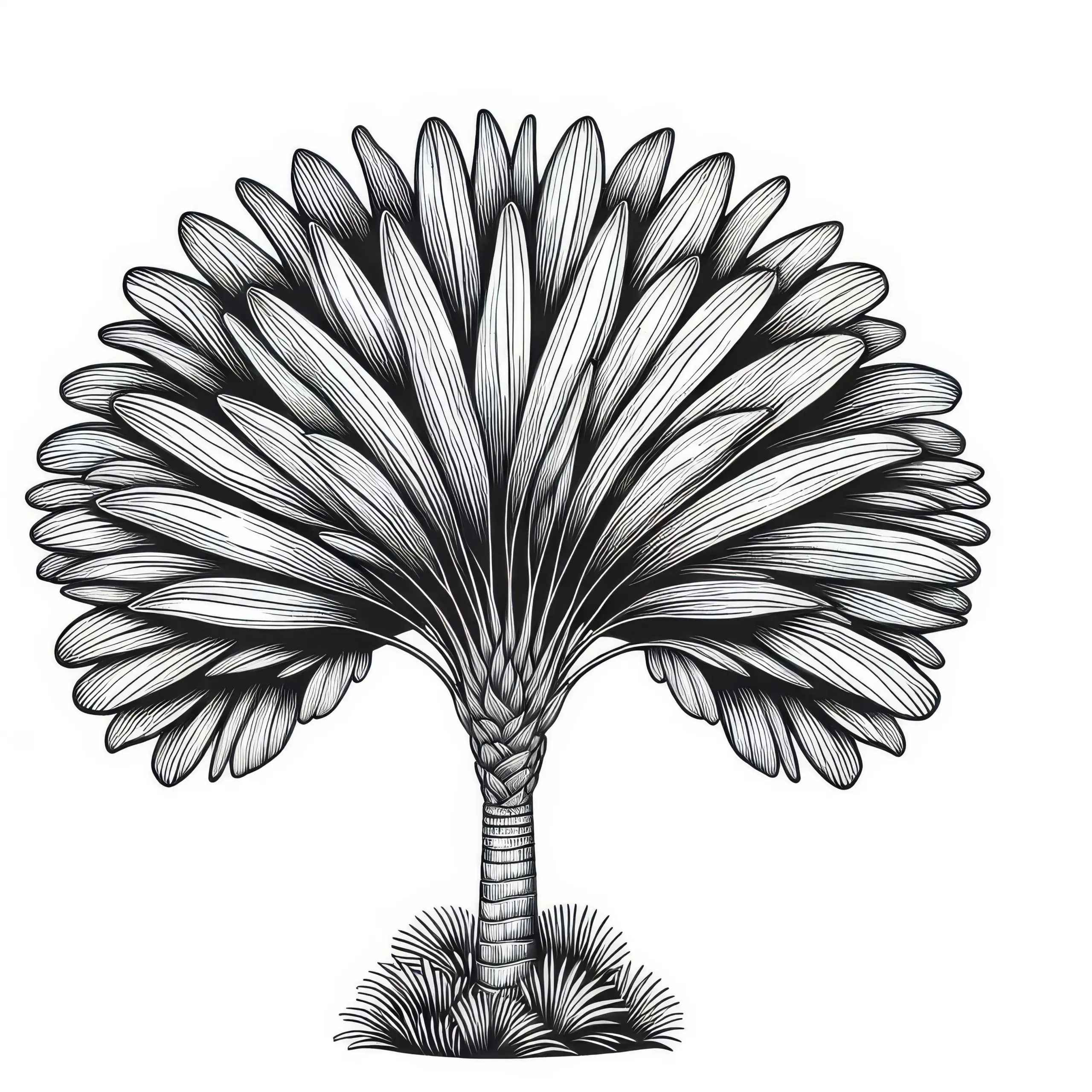 Ausmalbild einer Reisepalme (Ravenala madagascariensis) – Kostenloses Download-Angebot