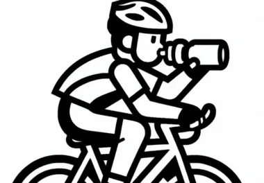 Rennradfahrer trinkt aus Wasserflasche während der Fahrt – Ausmalbild kostenlos