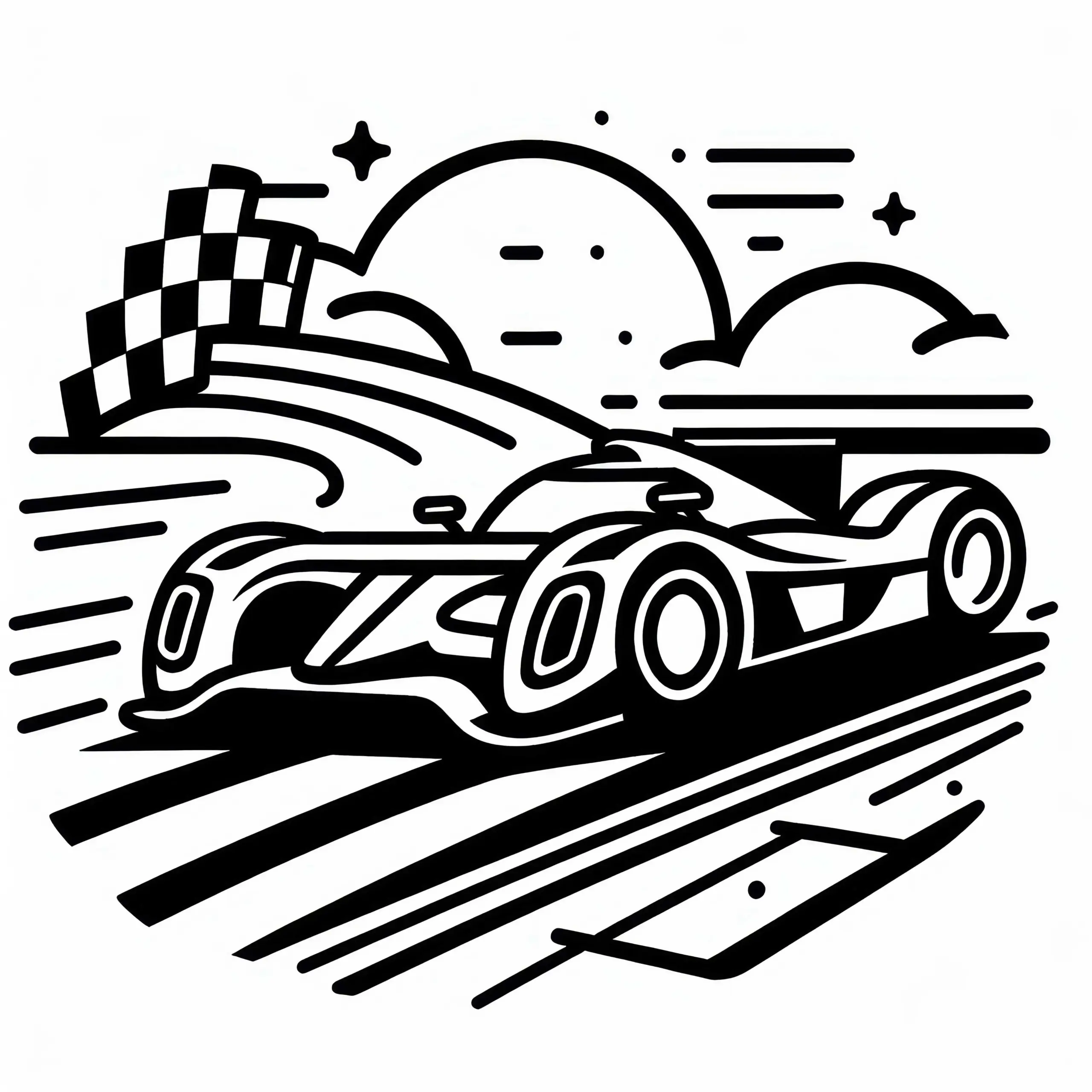 Rennwagen Ausmalbild Kostenlos zum Herunterladen