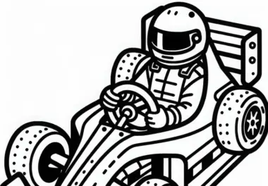 Rennwagen mit Rennfahrer Ausmalbild Gratis