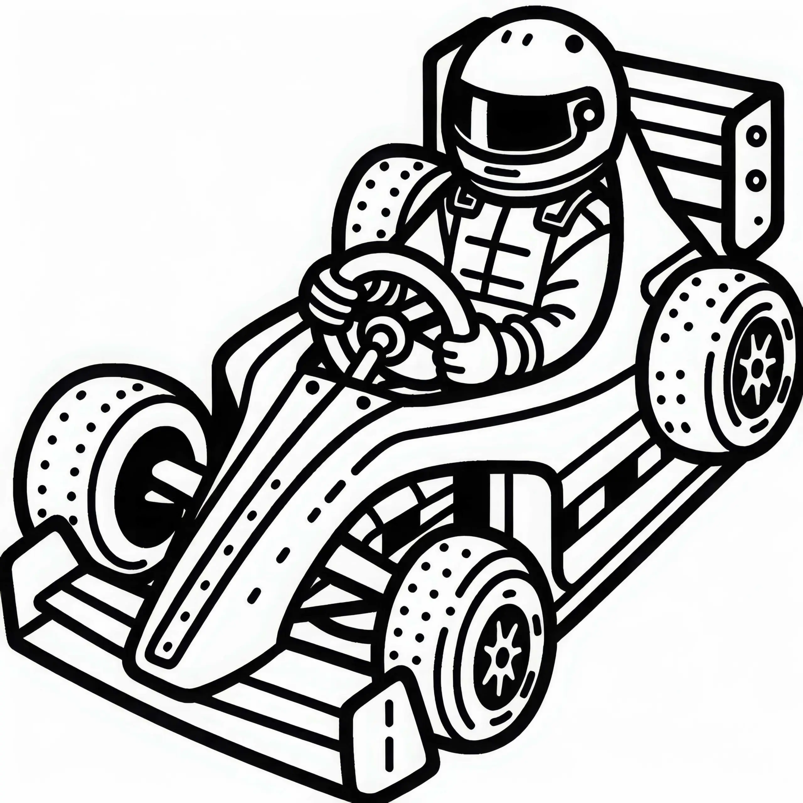 Rennwagen mit Rennfahrer Ausmalbild Gratis