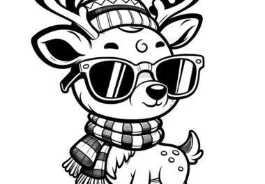 Cooles Rentier mit Sonnenbrille – Malvorlage