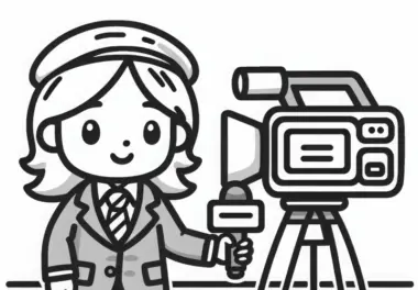 Reporterinnen vor der Kamera bei der Live-Berichterstattung – Ausmalbild einfach kostenlos