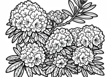 Rhododendron Malvorlage für Sträucher – Kostenlos